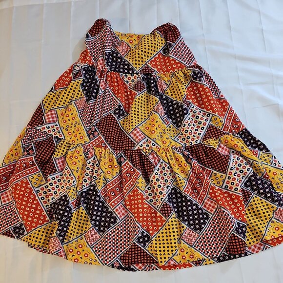 Vintage 70's Fritzi Of California Patchwork Hippie Boho Tiered Skirt M - Picture 1 of 4